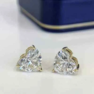 2,50 ctw Herzschliff VVS1 Moissanit 14K Gelbgold vergoldet Damen Ohrstecker - Bild 1 von 6