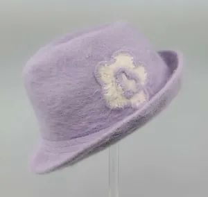 * WOW! VINTAGE LUXE ANGORA FEDORA WITH KNIT FLOWER * DIFFERENT COLORS * - Picture 1 of 48