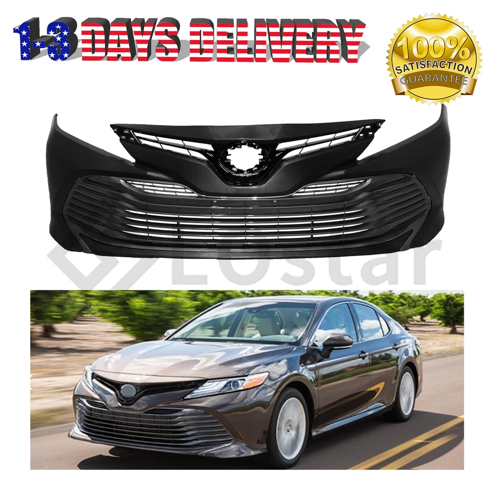 Fits 2018-2020 Toyota Camry LE XLE New Front Bumper W/ Upper & Lower Grille - Image 1 of 4