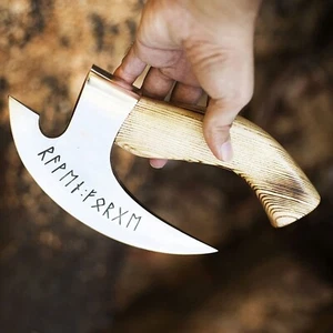 Viking Steel Pizza Axe Authentic Medieval Pizza Cutter Axe Hand Forged Rocking F - Picture 1 of 6