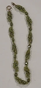 Handcrafted 8.5" Anklet/Bracelet Beaded Olive Green Seed Beads 14k GF Gold Fill - Picture 1 of 22