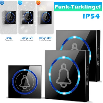 Funkklingel Wasserdicht Türklingel Funk Set Haustür Klingel IP54 200M Reichweite - Bild 1 von 4