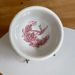 Tazón de colibrí rojo vintage de 4" Cook's Hotel Restaurant Supply Jackson China EE. UU. - Imagen 1 de 5