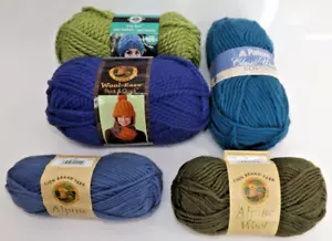 Lion, Loops & Threads, Patons Skeins Wool yarn Lot of 5 assorted colors & styles - Picture 1 of 10