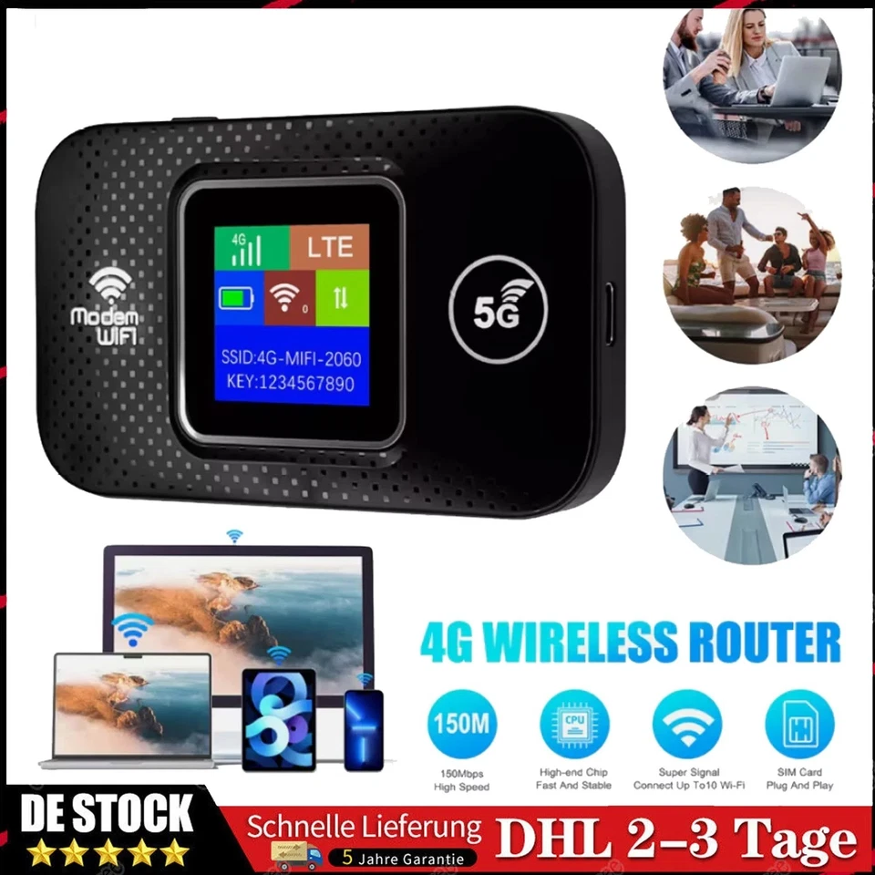 5G LTE Tragbare Mobiler Wireless WLAN Router Hotspot WiFi Modem SIM Karte Neu - Bild 1 von 4