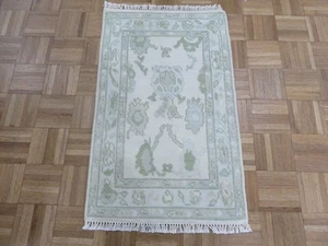 2 x 3 Hand Knotted Ivory Modern Oushak Oriental Rug G16184 - Picture 1 of 8