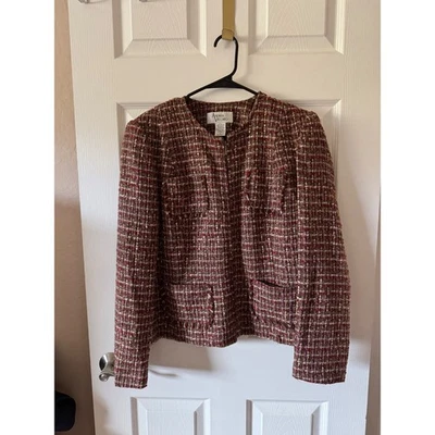 Женская куртка-блейзер Andrea Viccaro Цвет красный бежевый Размер 14 Текстурированная - Изображение 1 из 4