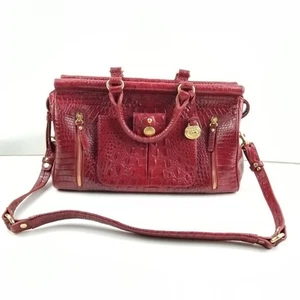 Vintage Brahmin Red Leather Crocodile Embossed Hand Bag Purse w/ Crossbody Strap - Bild 1 von 24