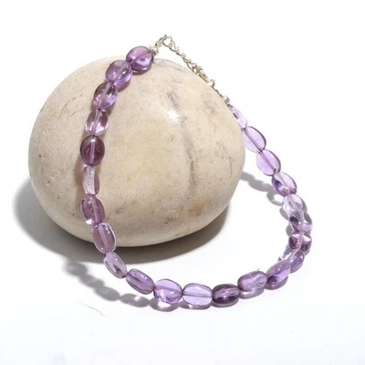 A+天然蓝色紫水晶光滑椭圆形宝石串珠男女通用手链6-8 — 第 1/4 张图片