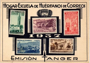 SCW Tangeri (Marocco) Hogar Escuela de Huerfanos de Correos Edifil Be 1/5 (3670) - Foto 1 di 2