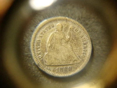 1868-S Fine Seated Liberty Half Dime Nice Rims Decent Coin PSC - Image 1 of 3