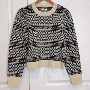 Isabel Marant Etoile Newton Jumper Cream Black Crew Neck Wool Sweater 42/10 - Picture 1 of 7