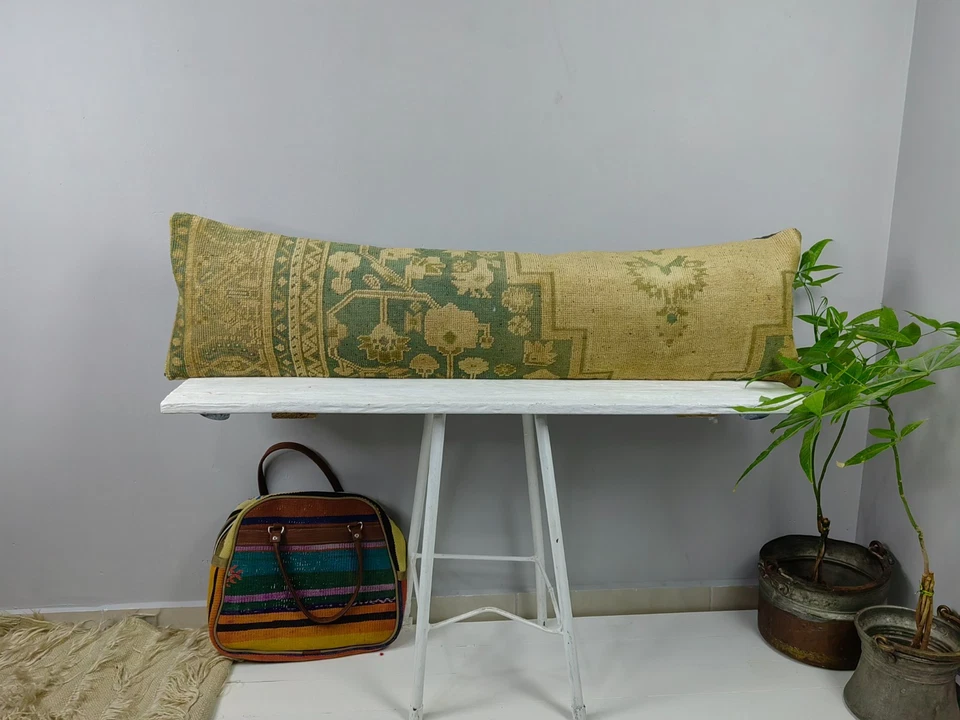 LONG BOLSTER PILLOW TURKISH RUG PILLOW LONG BED PILLOW LONG LUMBAR PILLOW DECOR - Image 1 of 4