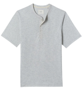 BILLY REID Henley Shirt Melange Stripe Slim Fit Mens Size XL Grey Cotton Poly