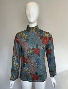 Vintage Unit Multicolored floral Angora Blend turtleneck sweater Sz S/M NWOT - Picture 1 of 10