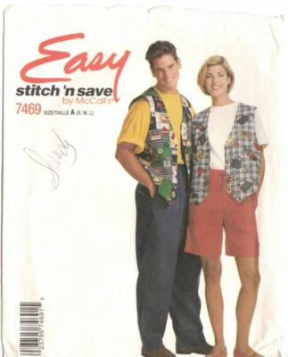7469 McCall's Easy Stitch 'n Save Pattern Vest Pants T Shirt Shorts Size S,M,L - Image 1 of 2