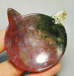 Ágata musgo natural crudo cuarzo geoda cristal cuenco gato curación - Imagen 1 de 10