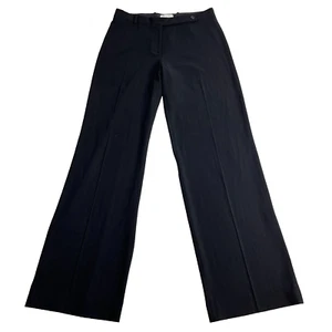 Celine Pants Womens 42 Black Wool Blend Flare Legs Flat Front Mid Rise Trouser - Picture 1 of 18