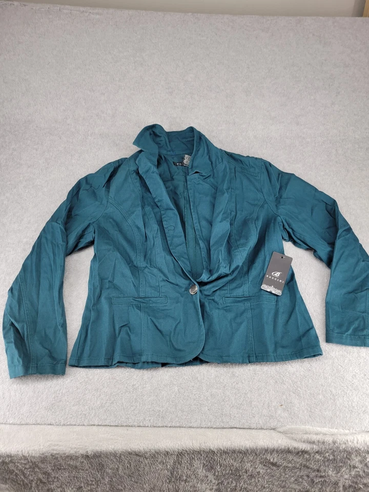 Chaqueta Blazer Baccini Mujer 14/16 Azul Verde Sencillo Elastizada - Tiene Etiquetas Foto 1 de 4