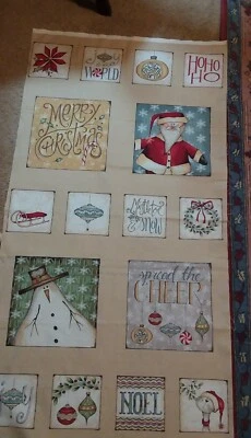 Christmas Whimsy Spread the Cheer Santa Christmas Fabric Panel 23"   - Image 1 of 4