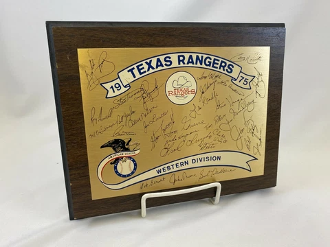 Vintage 1975 Texas Rangers Baseball - Western Division Team Repro Signed Plaque Cover