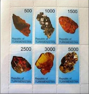 TURKMENISTAN minéraux 1 feuillet 6 timbres poste (émis en 1997) neuf ** MNH - Picture 1 of 1