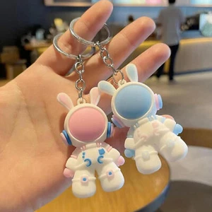 Space Rabbit Astronaut Key Chain Cartoon Pendant PVC Key Ring Bunny Backpac - Picture 1 of 14