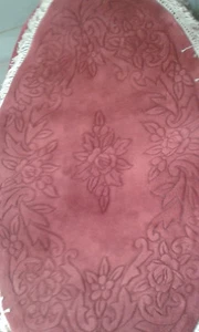 Brand New Hand Made Chinese 100% Wool Rug OVAL 5X3FT FANDANGO PINK CARVE PATRN - Picture 1 of 7