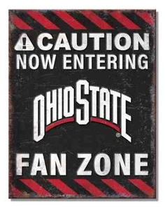 OHIO STATE BUCKEYES FAN ZONE Poster-Style Distressed Metal Sign #03 - NEW* - Picture 1 of 1