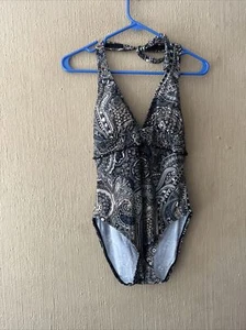 Liz Claibourne Swim Suit One Piece Womens Size 8 padded halter v neck swimsuit - Picture 1 of 9