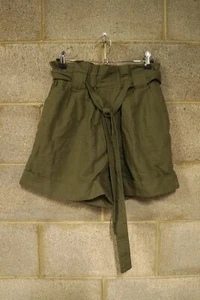 country road olive green cotton/linen wide leg shorts with sash…size 4…vgc... - Picture 1 of 4