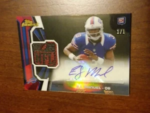 2013 Topps Finest EJ MANUEL Black Refractor RC Auto NFL Ball Insert 1/1 - Picture 1 of 2