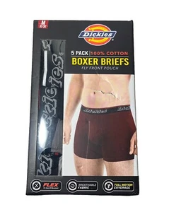 Dickies Boxer Briefs Size M 5 Pack 100% Cotton Fly Front Pouch Underwear Black - Picture 1 of 2
