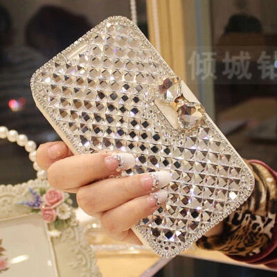 Sparkly Bling Bowknot Crystals Diamonds Wallet Flip Case Leather Women Cover - Image 1 of 4