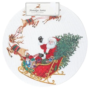 Set of 2 PVC In/Outdoor Polyvinyl Placemats (15") CHRISTMAS, NOSTALGIC SANTA, BM - Picture 1 of 2