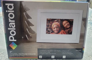 7” Hi-Res Digital Picture Frame, Gray Wood + Mat - Polaroid - Picture 1 of 8