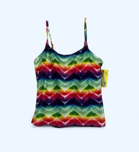 Caribbean Sand Tankini Top Pink Padded Sz XL Side Tide RAINBOW - Picture 1 of 4