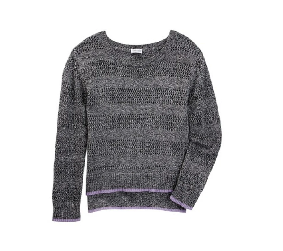 Espléndido suéter jaspeado con ribete de lavanda para niñas talla 4-5 Foto 1 de 1