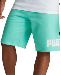 Puma Men's Big Fleece Logo Shorts Mint Green White ,Small - Picture 1 of 3
