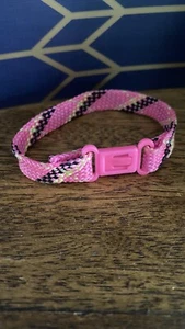 1980s Friendship Bracelet Pink Neon. Woven Fabric With Plastic Clasp - Picture 1 of 3