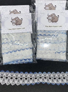 60780 - Blue Multi - Eyelet/Knitting-in/Coat-hanger Lace - 6m x 40mm - Picture 1 of 3