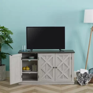 48" Off-White TV Stand for TVs Up to 55" NEW Saw Cut Finish, Storage Shelves - Picture 1 of 11