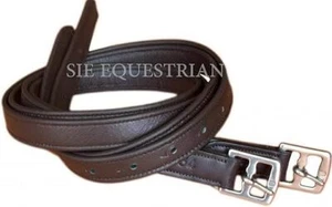 60" Nuevo 1" Súper Suave Inglés Estribo Cuero Negro/Marrón Habana - Imagen 1 de 2