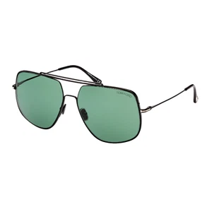 Tom Ford Sonnenbrille Herren Glänzend Schwarz Metall Grün Glas Pilot FT0927 01N - Bild 1 von 6
