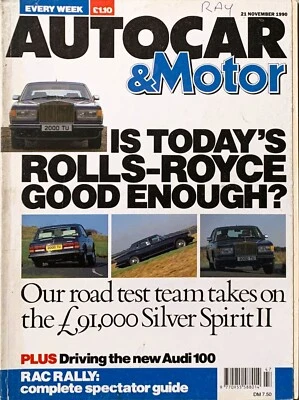 AUTOCAR MAGAZINE 21-NOV-90 - Rolls Royce Silver Spirit ll, NIssan Primera ZX - Image 1 of 4