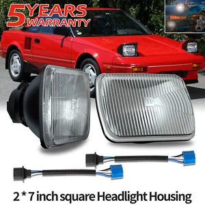 7 Inch Square Headlamp Sealed Glass Black Housing H6054 for 1986-1995 Toyota MR2 - Picture 1 of 11