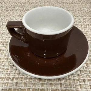 ACF Italy Demitasse Brown Espresso Coffee Cup/Saucer 70s Italian 2 Oz - Picture 1 of 2