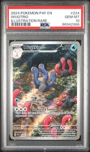Pokemon TCG Wugtrio 224/091 2024 Paldean Fates Illustration Rare Card - PSA 10 - Picture 1 of 2