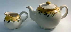 CRATE & BARREL Bretagne Olivenzweig Tee-/Kaffeekanne & Milchkännchen (BESCHREIBUNG LESEN) - Bild 1 von 15