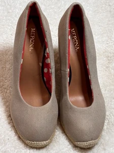 Espadrillas donna Merona beige tela zeppa tacco misura 7,5 - Foto 1 di 12